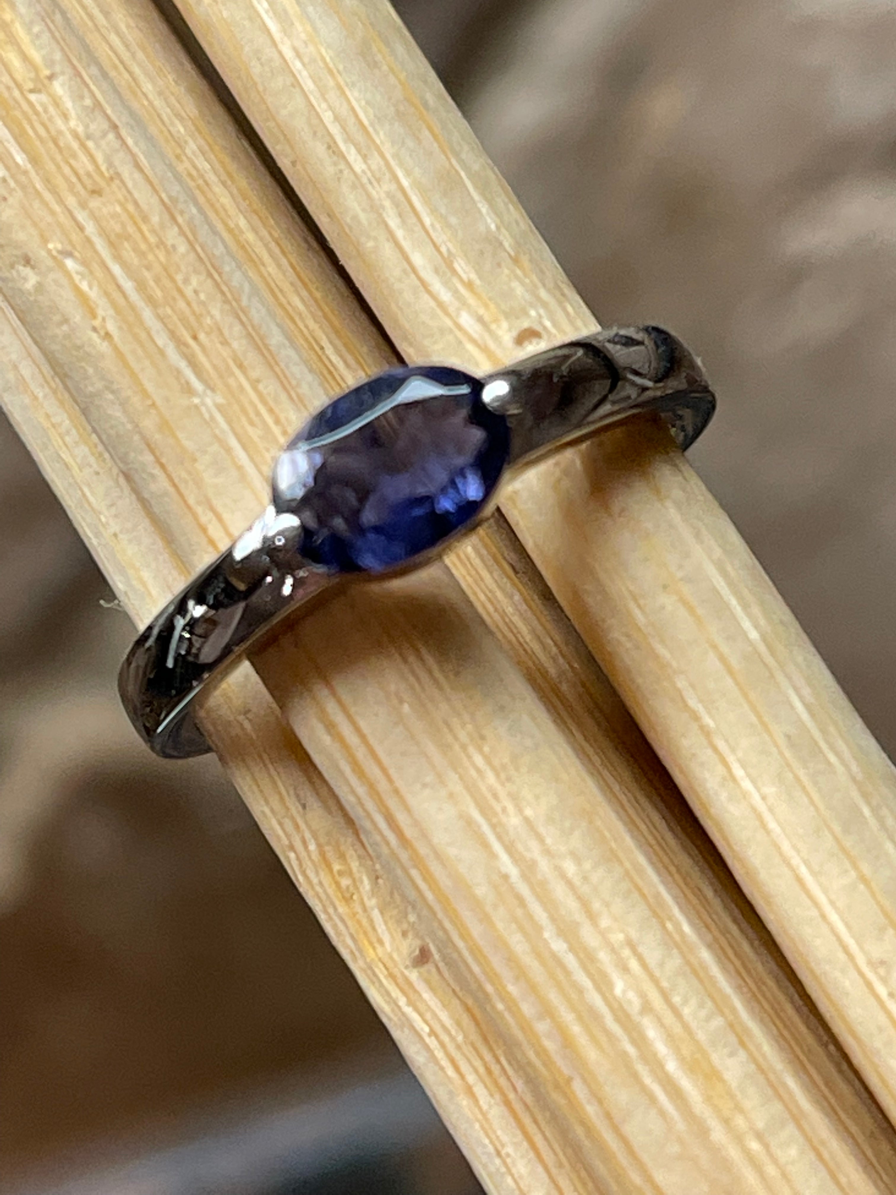 Natural Iolite 925 Solid Sterling Silver Engagement Ring Size 5, 6, 7, 8, 9 - Natural Rocks by Kala