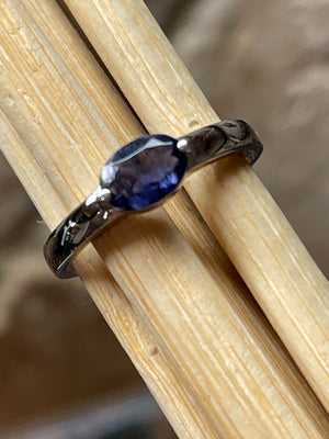 Natural Iolite 925 Solid Sterling Silver Engagement Ring Size 5, 6, 7, 8, 9 - Natural Rocks by Kala