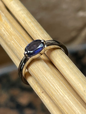 Natural Iolite 925 Solid Sterling Silver Engagement Ring Size 5, 6, 7, 8, 9 - Natural Rocks by Kala