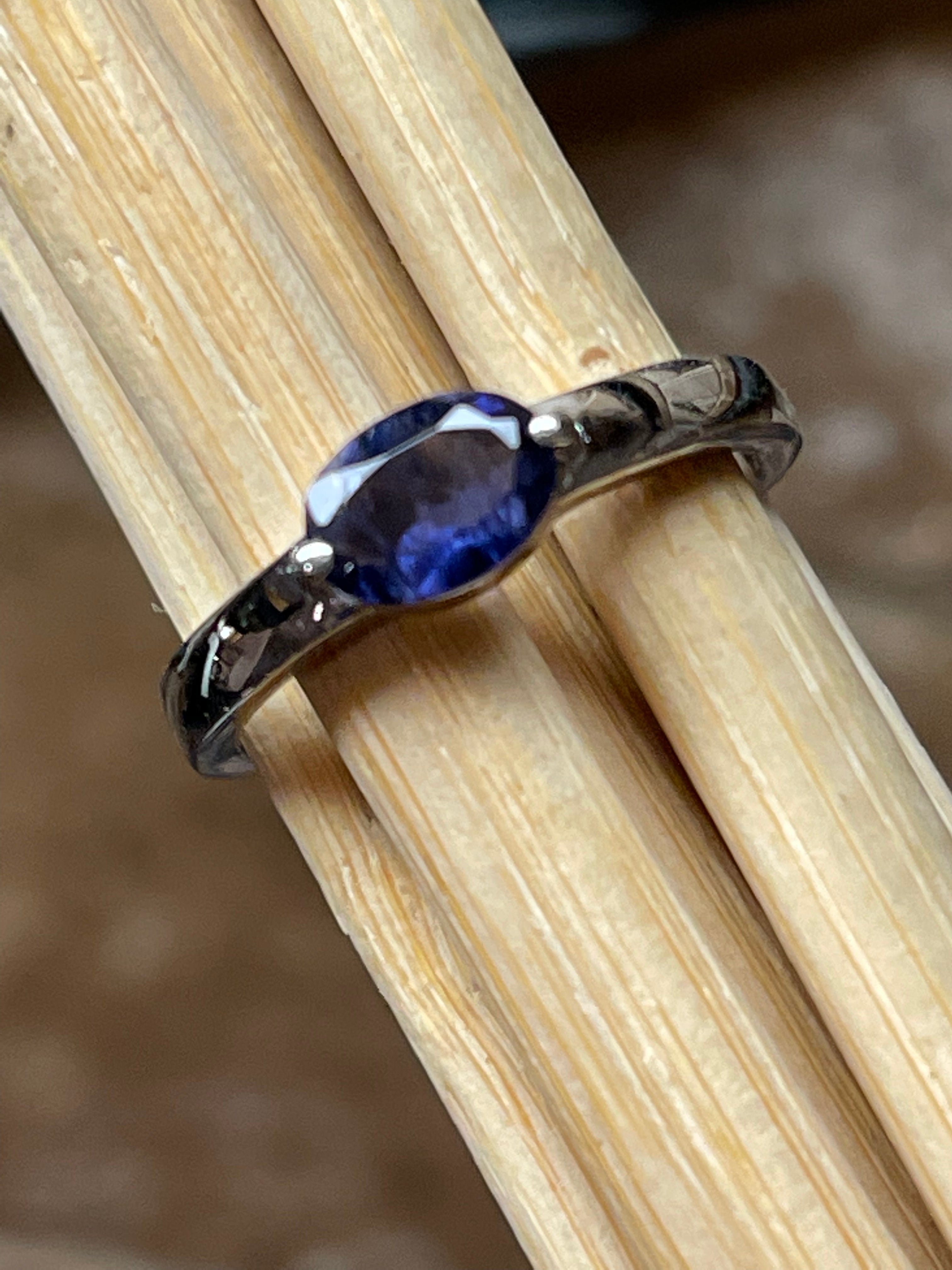 Natural Iolite 925 Solid Sterling Silver Engagement Ring Size 5, 6, 7, 8, 9 - Natural Rocks by Kala