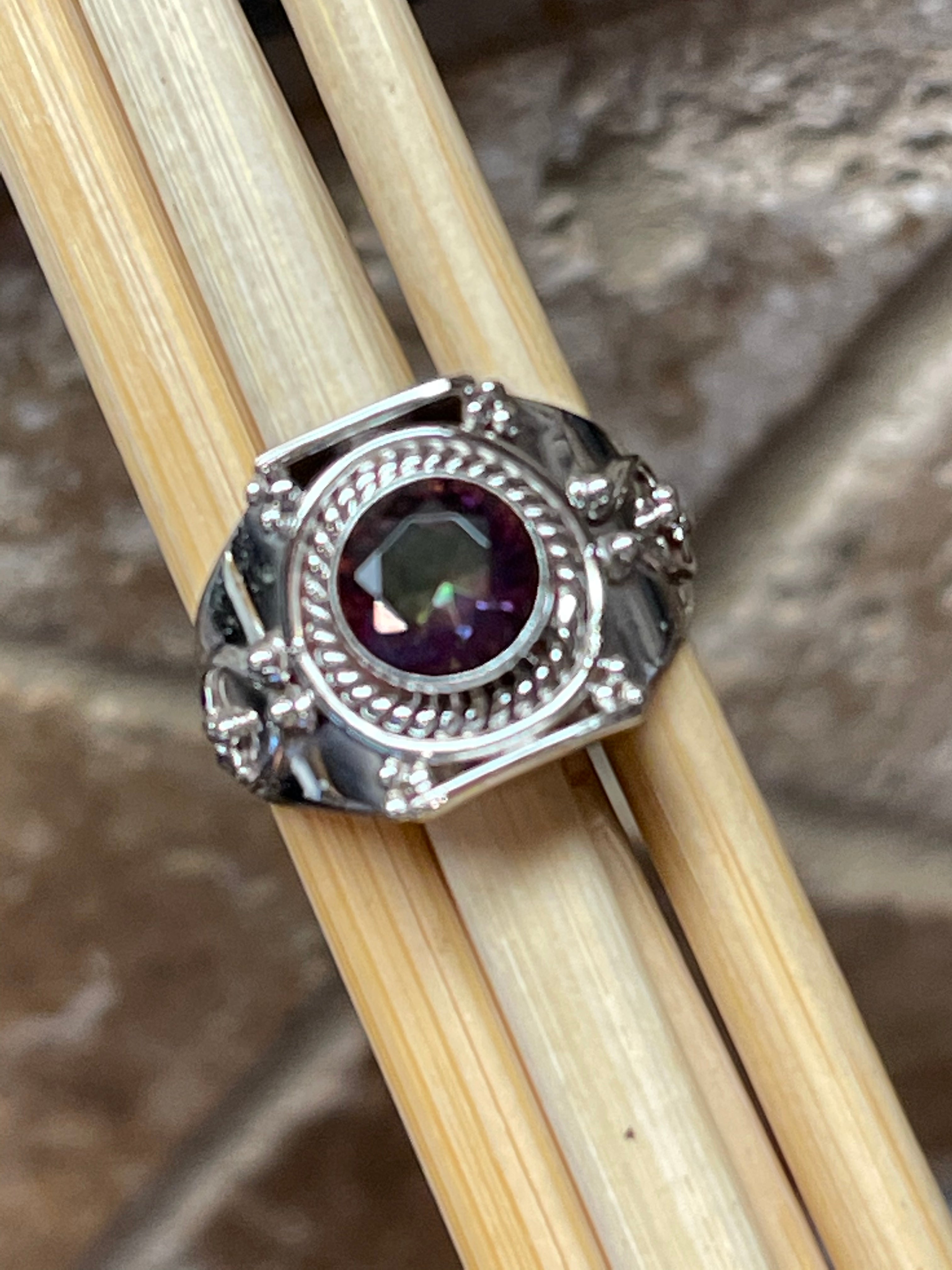 Gorgeous 1ct Mystic Topaz 925 Solid Sterling Silver Wedding Ring 6, 7.25, 8, 9.25 - Natural Rocks by Kala