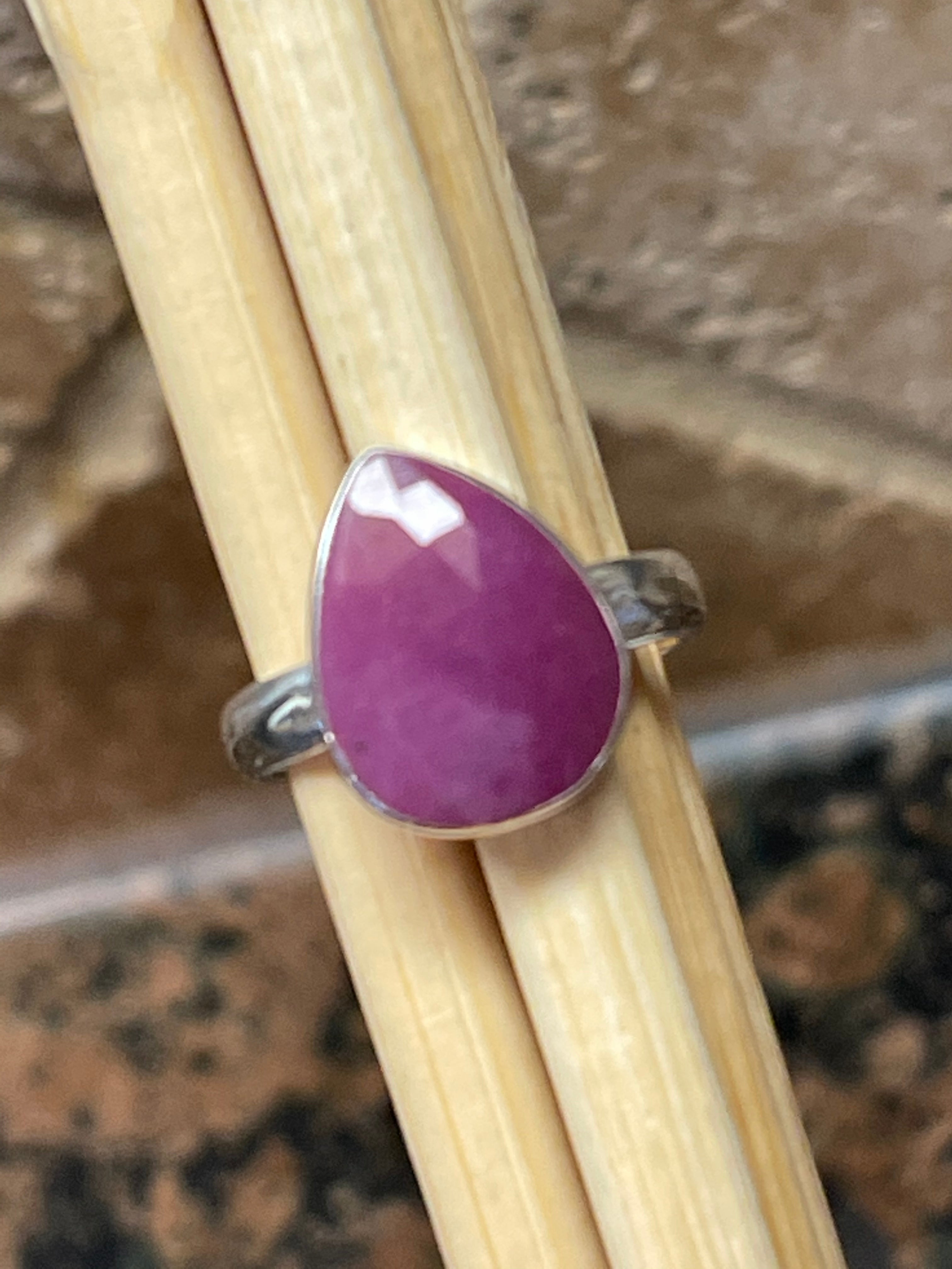 Natural Pink Sapphire 925 Solid Sterling Silver Ring Size 6.25, 7.5, 9.25 - Natural Rocks by Kala