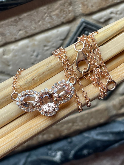 Natural Peach Morganite 14k Rose Gold Over Sterling Silver Necklace 16" - Natural Rocks by Kala