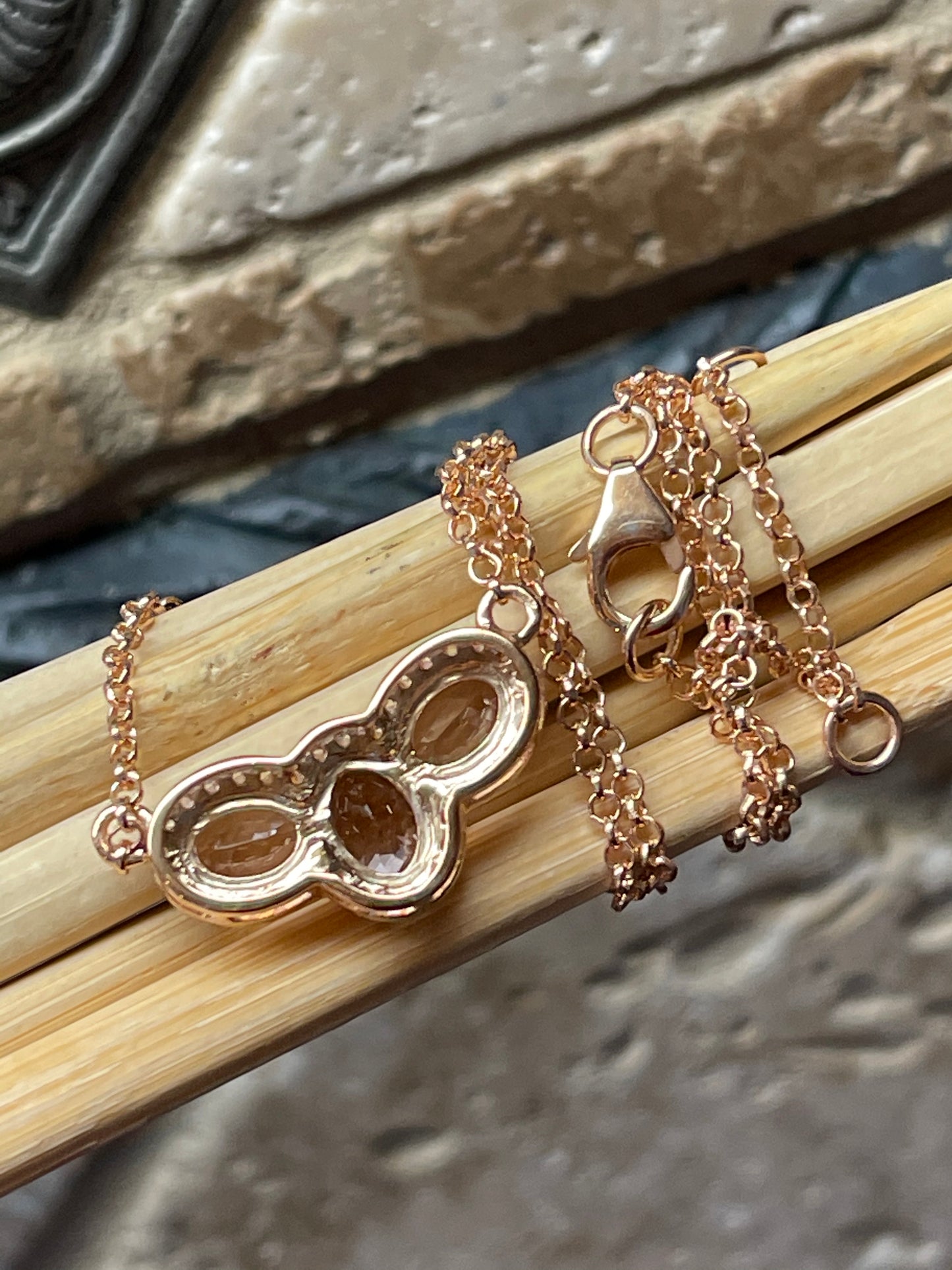 Natural Peach Morganite 14k Rose Gold Over Sterling Silver Necklace 16" - Natural Rocks by Kala