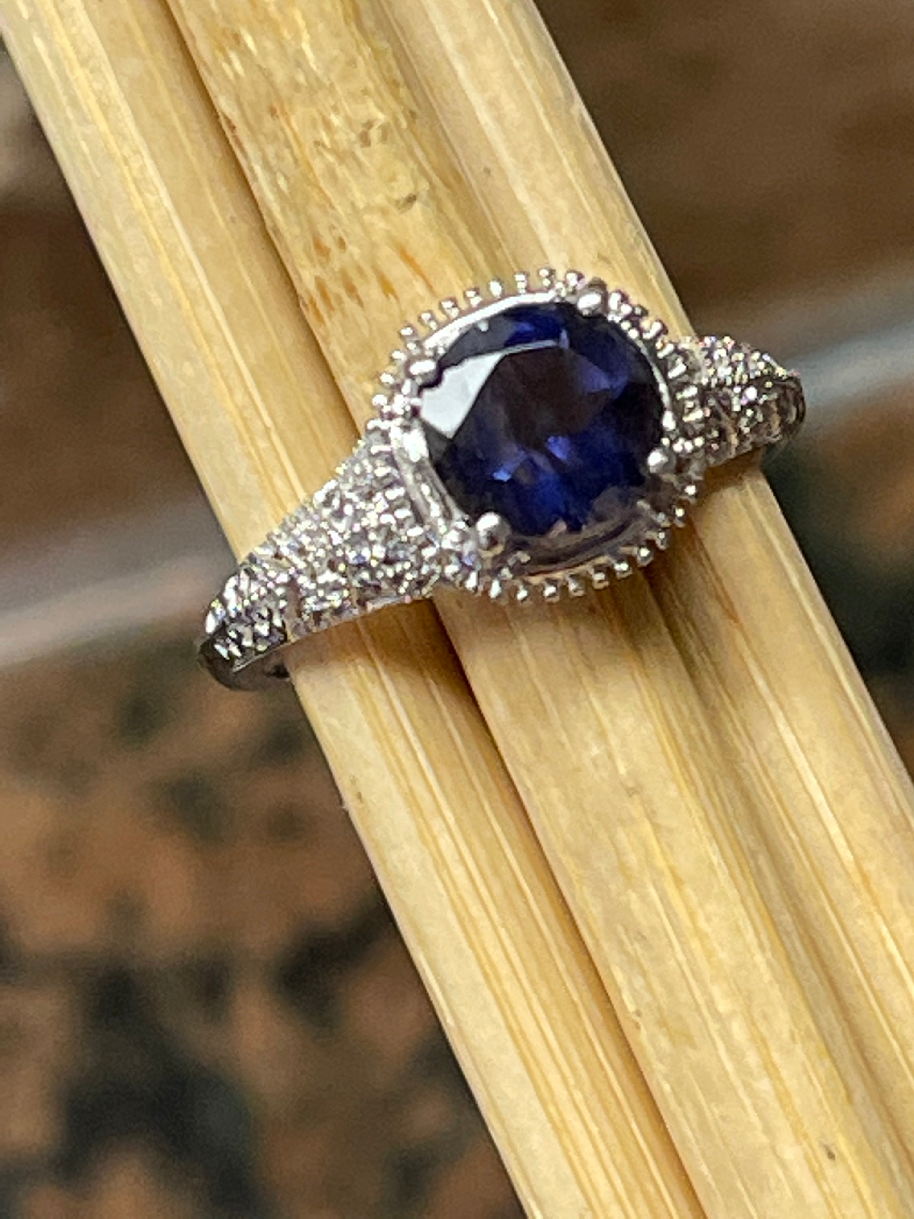 Natural 1ct Iolite 925 Solid Sterling Silver Engagement Ring Size 5, 6, 7, 8, 9 - Natural Rocks by Kala