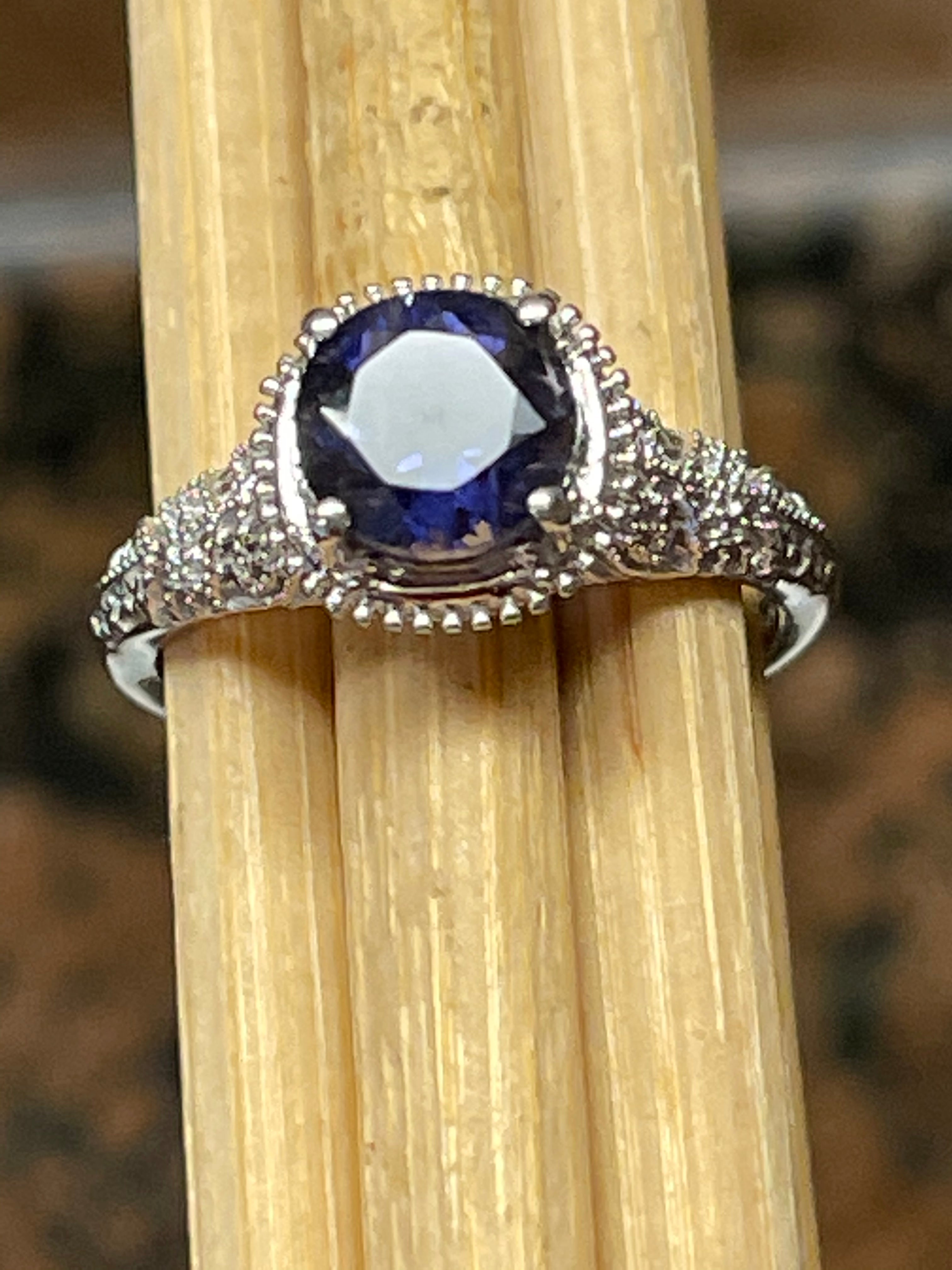 Natural 1ct Iolite 925 Solid Sterling Silver Engagement Ring Size 5, 6, 7, 8, 9 - Natural Rocks by Kala