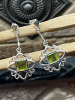 Natural Peridot 925 Solid Sterling Silver Earrings 30mm - Natural Rocks by Kala