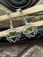 Natural Peridot 925 Solid Sterling Silver Earrings 30mm - Natural Rocks by Kala