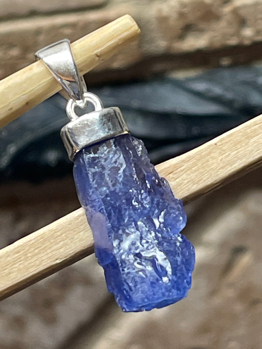 Natural Cluster Tanzanite 925 Solid Sterling Silver Pendant 35mm - Natural Rocks by Kala