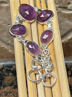Genuine 5ct Purple Amethyst 925 Solid Sterling Silver Bracelets 7" - Natural Rocks by Kala