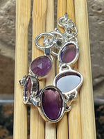 Genuine 5ct Purple Amethyst 925 Solid Sterling Silver Bracelets 7" - Natural Rocks by Kala