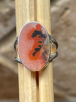 Genuine Georgian Scenic Dendritic Agate 925 Sterling Silver Ring Size 6.5 - Natural Rocks by Kala