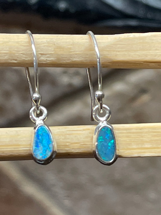 Genuine Australian Blue, Green Opal 925 Solid Sterling Silver Earrings 20mm - Natural Rocks by Kala