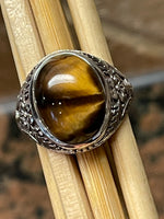 Natural Tiger's Eye 925 Solid Sterling Silver Men's Ring Size 7, 8, 9, 10, 12 - Natural Rocks by Kala
