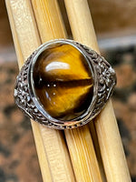 Natural Tiger's Eye 925 Solid Sterling Silver Men's Ring Size 7, 8, 9, 10, 12 - Natural Rocks by Kala