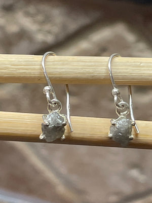 Natural Raw Diamond 925 Solid Sterling Silver Earrings 25mm - Natural Rocks by Kala