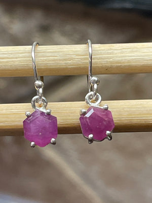 Natural Ruby 925 Solid Sterling Silver Earrings 20mm - Natural Rocks by Kala