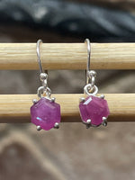 Natural Ruby 925 Solid Sterling Silver Earrings 20mm - Natural Rocks by Kala