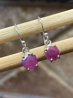 Natural Ruby 925 Solid Sterling Silver Earrings 20mm - Natural Rocks by Kala