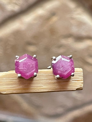 Natural Ruby 925 Solid Sterling Silver Earrings 6mm - Natural Rocks by Kala