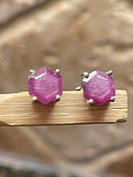 Natural Ruby 925 Solid Sterling Silver Earrings 6mm - Natural Rocks by Kala