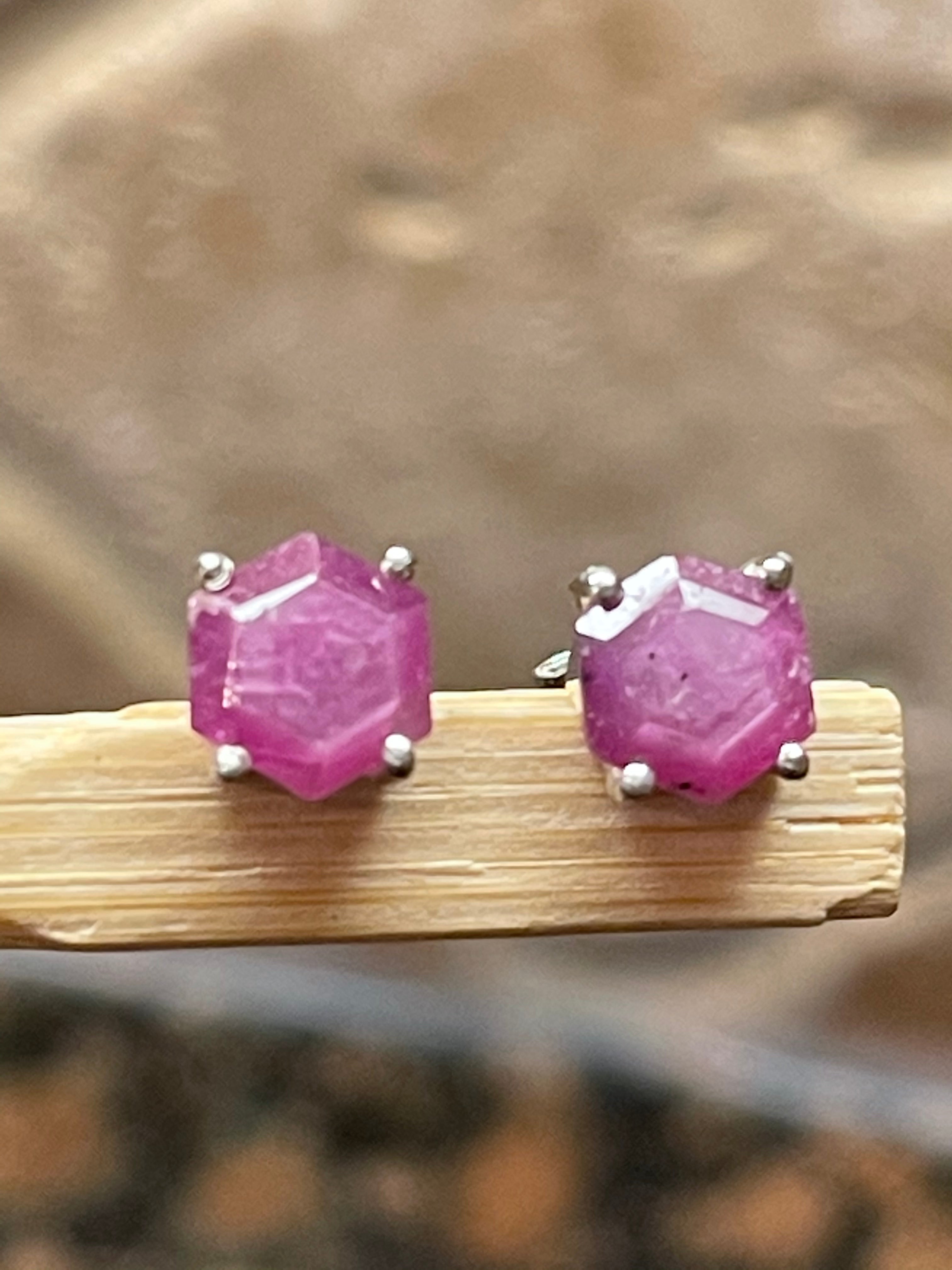 Natural Ruby 925 Solid Sterling Silver Earrings 6mm - Natural Rocks by Kala