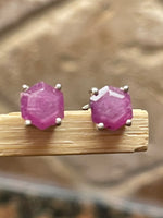 Natural Ruby 925 Solid Sterling Silver Earrings 6mm - Natural Rocks by Kala