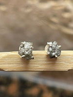 Natural Raw Diamond 925 Solid Sterling Silver Earrings 7mm - Natural Rocks by Kala