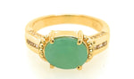 Natural Green Emerald, White Topaz 14k Vermeil Gold Over Silver Wedding Ring size 5, 6, 7, 8, 9 - Natural Rocks by Kala