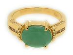 Natural Green Emerald, White Topaz 14k Vermeil Gold Over Silver Wedding Ring size 5, 6, 7, 8, 9 - Natural Rocks by Kala