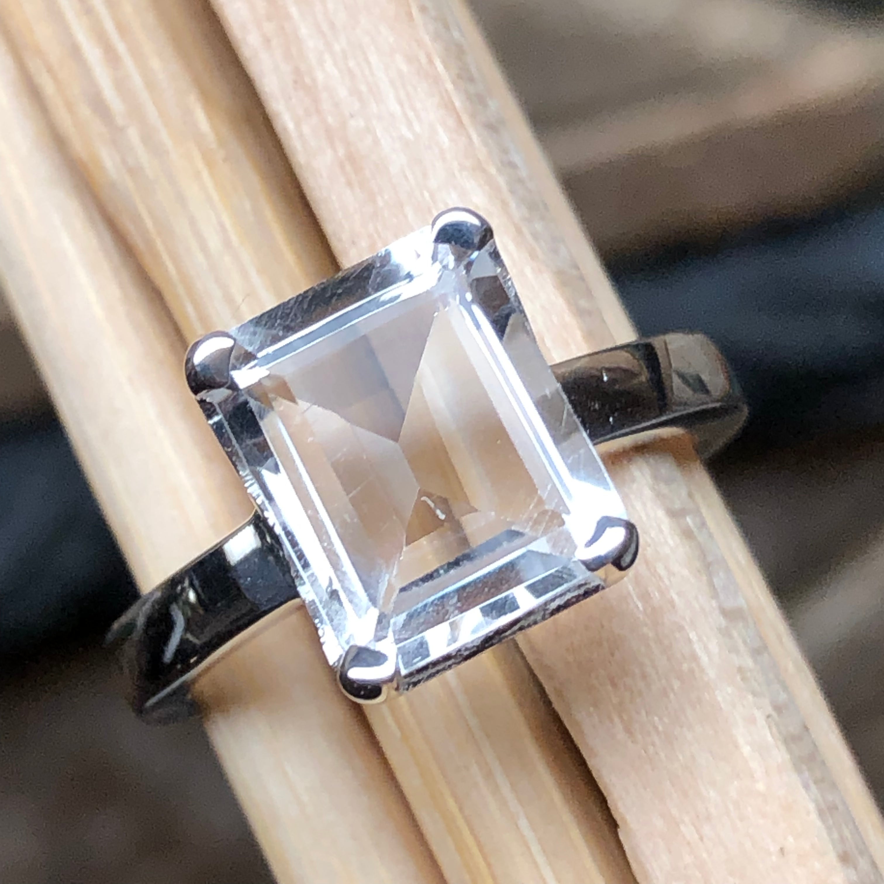 Natural 2.5ct White Quartz 925 Solid Sterling Silver Ring Size 6, 8, 9 - Natural Rocks by Kala