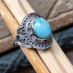 Natural Dominican Larimar 925 Solid Sterling Silver Ring Size 6, 7, 9, 10 - Natural Rocks by Kala