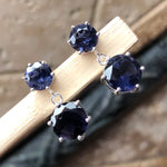 Natural 2.5ct Iolite 925 Solid Sterling Silver Earrings 18mm - Natural Rocks by Kala