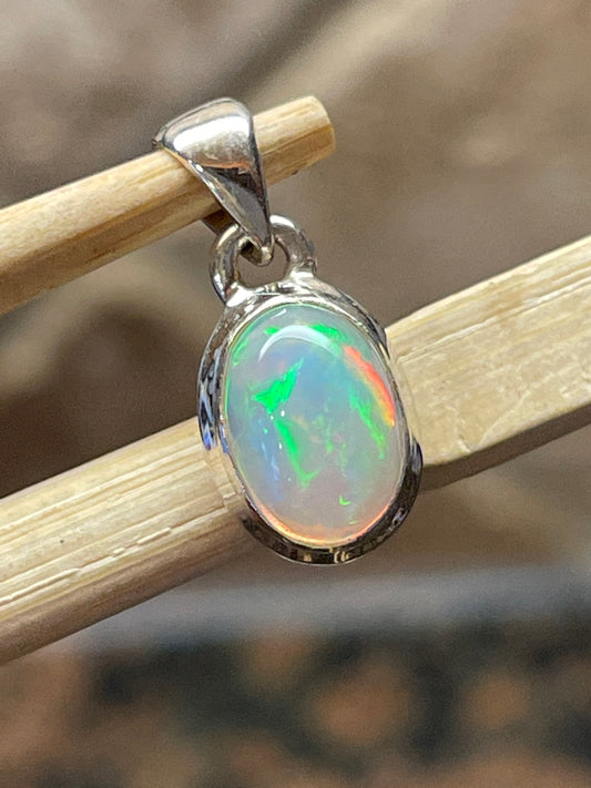 Natural Ethiopian Opal 925 Solid Sterling Silver Pendant 20mm - Natural Rocks by Kala