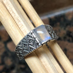 Natural Rainbow Moonstone 925 Solid Sterling Silver Men's Ring Size 8, 9, 10, 12, 13 - Natural Rocks by Kala