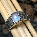 Natural Rainbow Moonstone 925 Solid Sterling Silver Men's Ring Size 8, 9, 10, 12, 13 - Natural Rocks by Kala