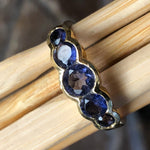 NaturaI Iolite 14k Gold Over Sterling Silver Engagement Band Ring Size 5, 6, 7, 8, 9 - Natural Rocks by Kala