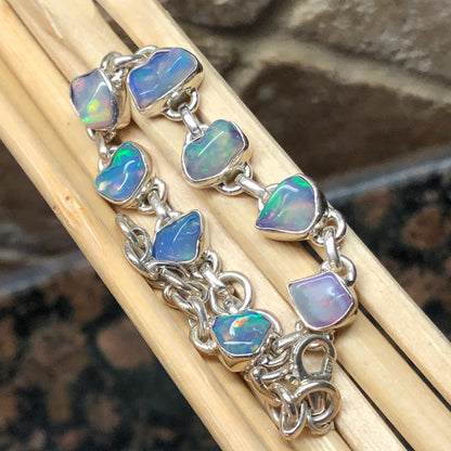 Genuine Ethiopian Opal 925 Solid Sterling Silver Unisex Bracelets 8" - Natural Rocks by Kala