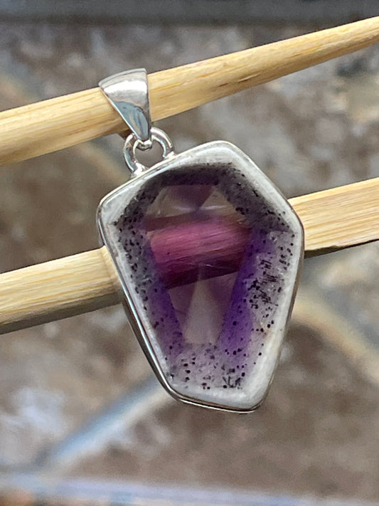 Natural  Auralite 23 Crystal 925 Solid Sterling Silver Pendant 37mm - Natural Rocks by Kala
