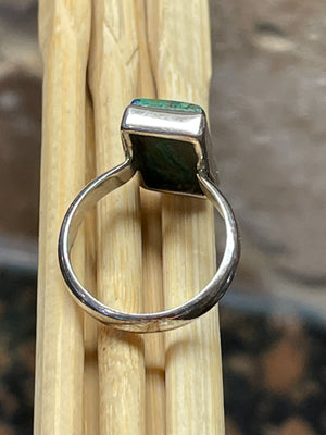 Natural Malachite in Azurite 925 Solid Sterling Silver Scenic Ring Size 6.5 - Natural Rocks by Kala