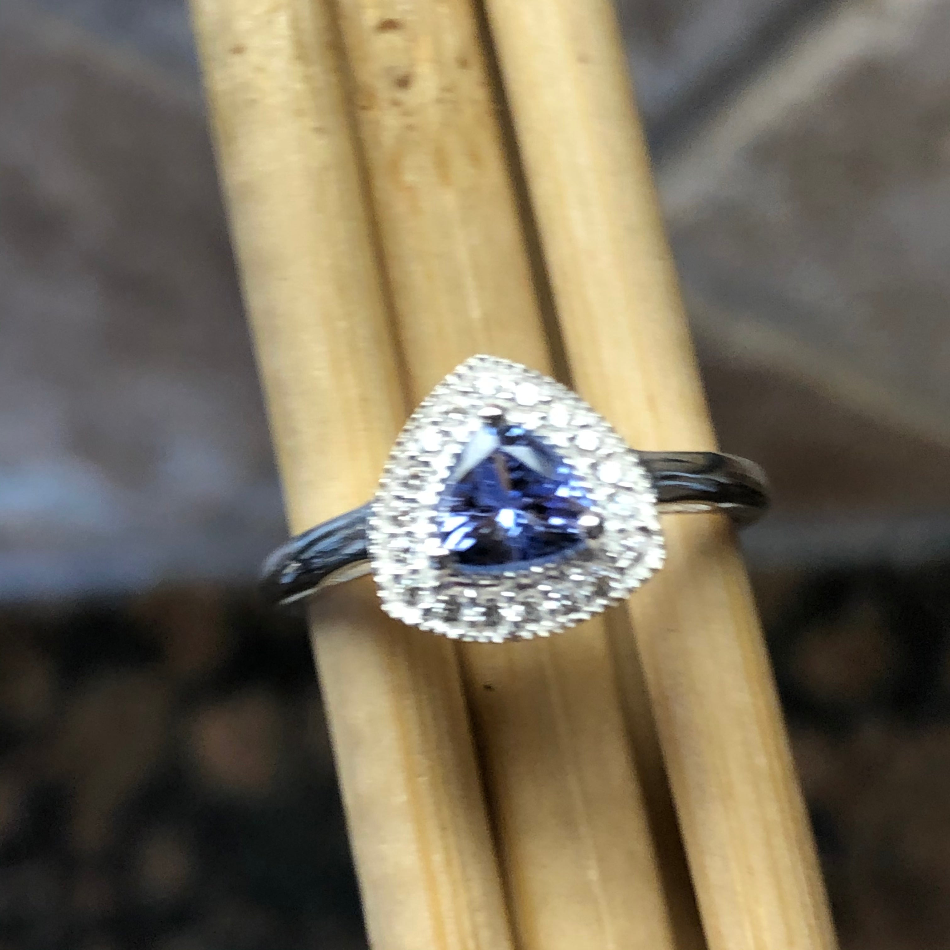 Genuine Blue Tanzanite 925 Solid Sterling Silver Engagement Ring Size 6, 7, 8, 9 - Natural Rocks by Kala