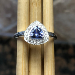 Genuine Blue Tanzanite 925 Solid Sterling Silver Engagement Ring Size 6, 7, 8, 9 - Natural Rocks by Kala