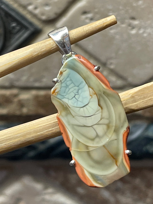 Natural Royal Imperial Jasper 925 Solid Sterling Silver Jade Green Color Pendant 42mm - Natural Rocks by Kala