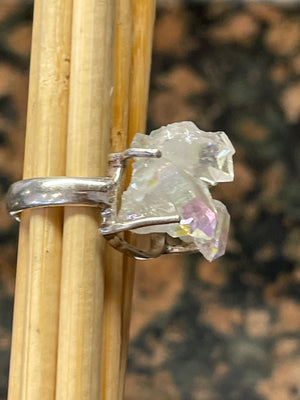 Natural Angel Opal Aura Quartz 925 Sterling Silver Ring Size 5.5 - Natural Rocks by Kala