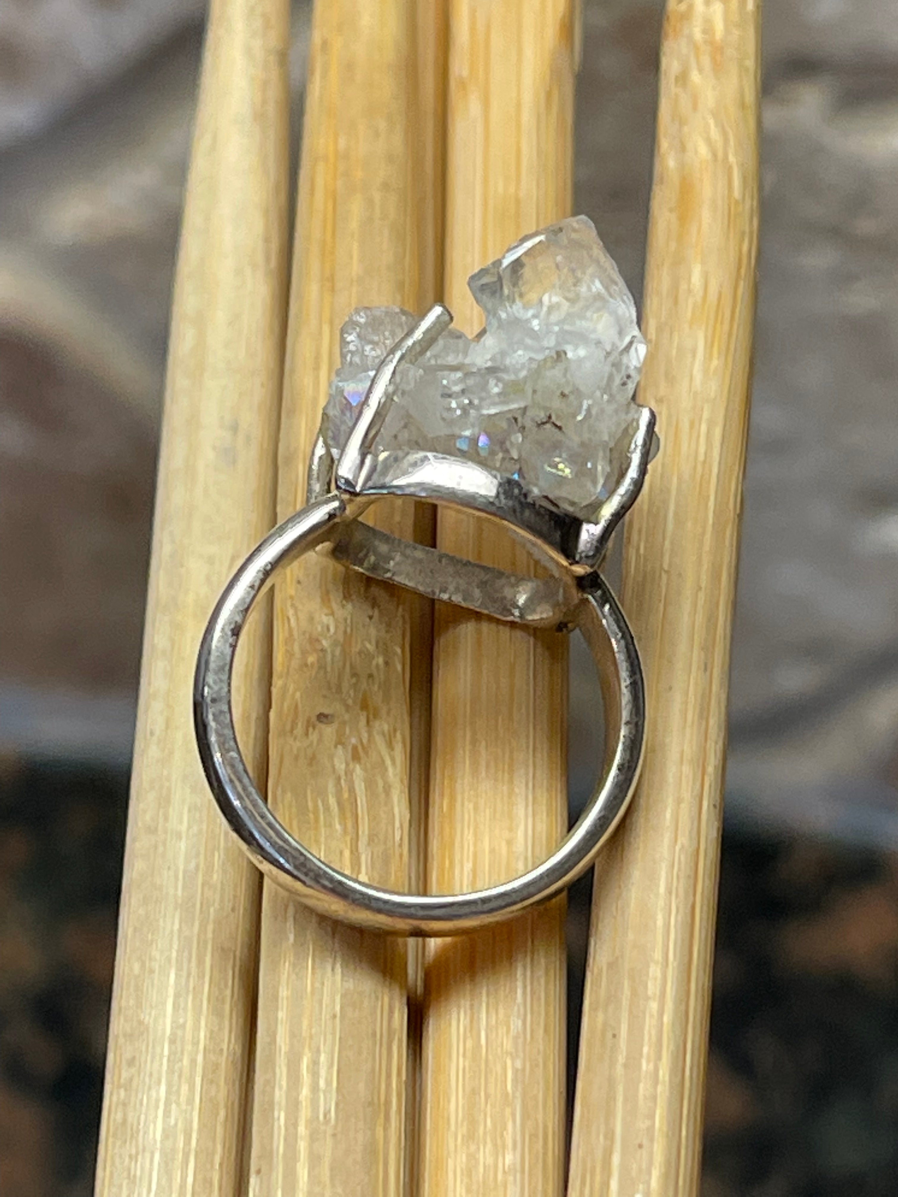 Natural Angel Opal Aura Quartz 925 Sterling Silver Ring Size 5.5 - Natural Rocks by Kala