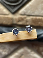 Natural Blue Tanzanite 925 Solid Sterling Silver Earrings 5mm - Natural Rocks by Kala