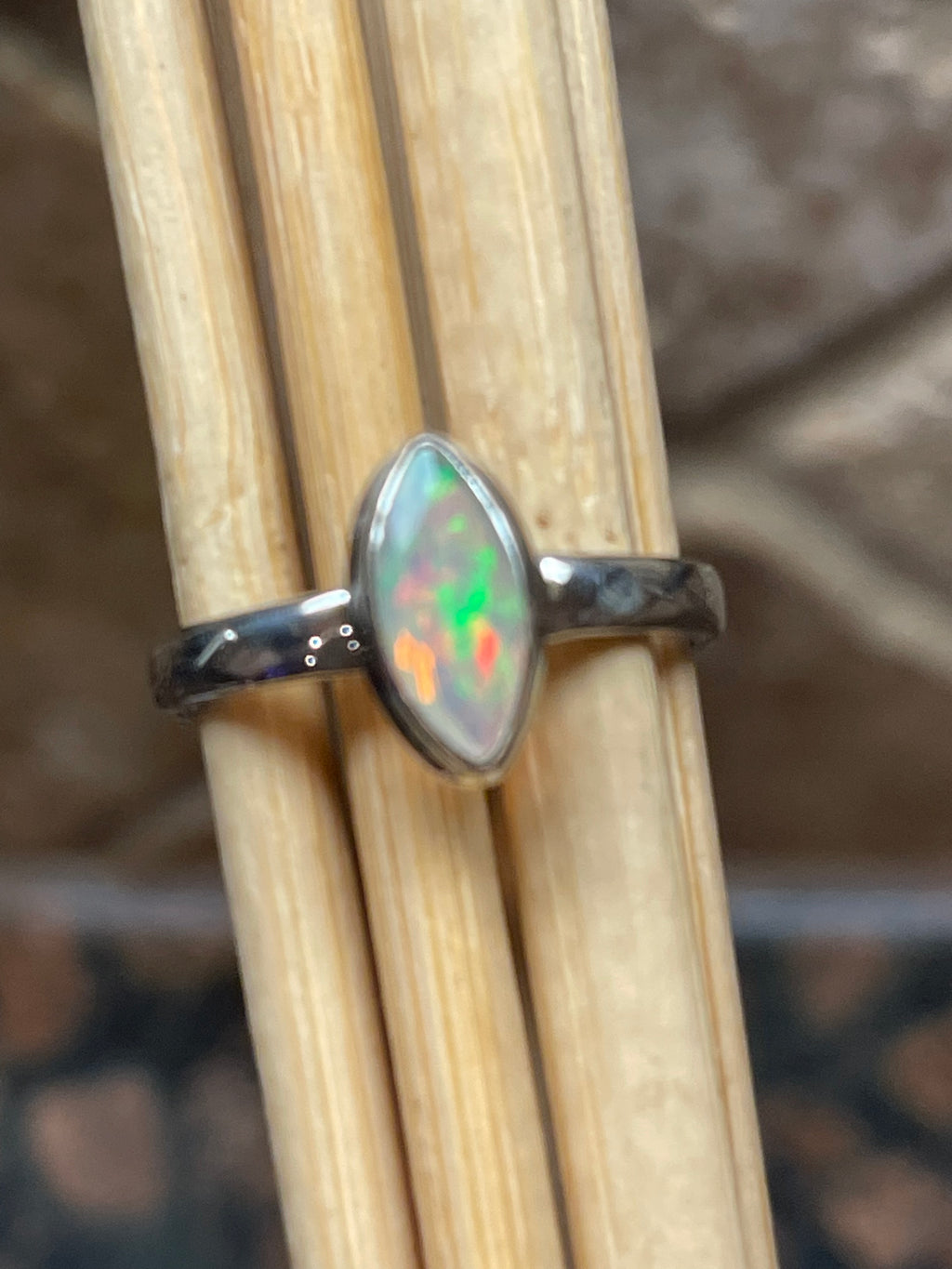 Natural Ethiopian Opal 925 Solid Sterling Silver Engagement Ring Size 9 - Natural Rocks by Kala