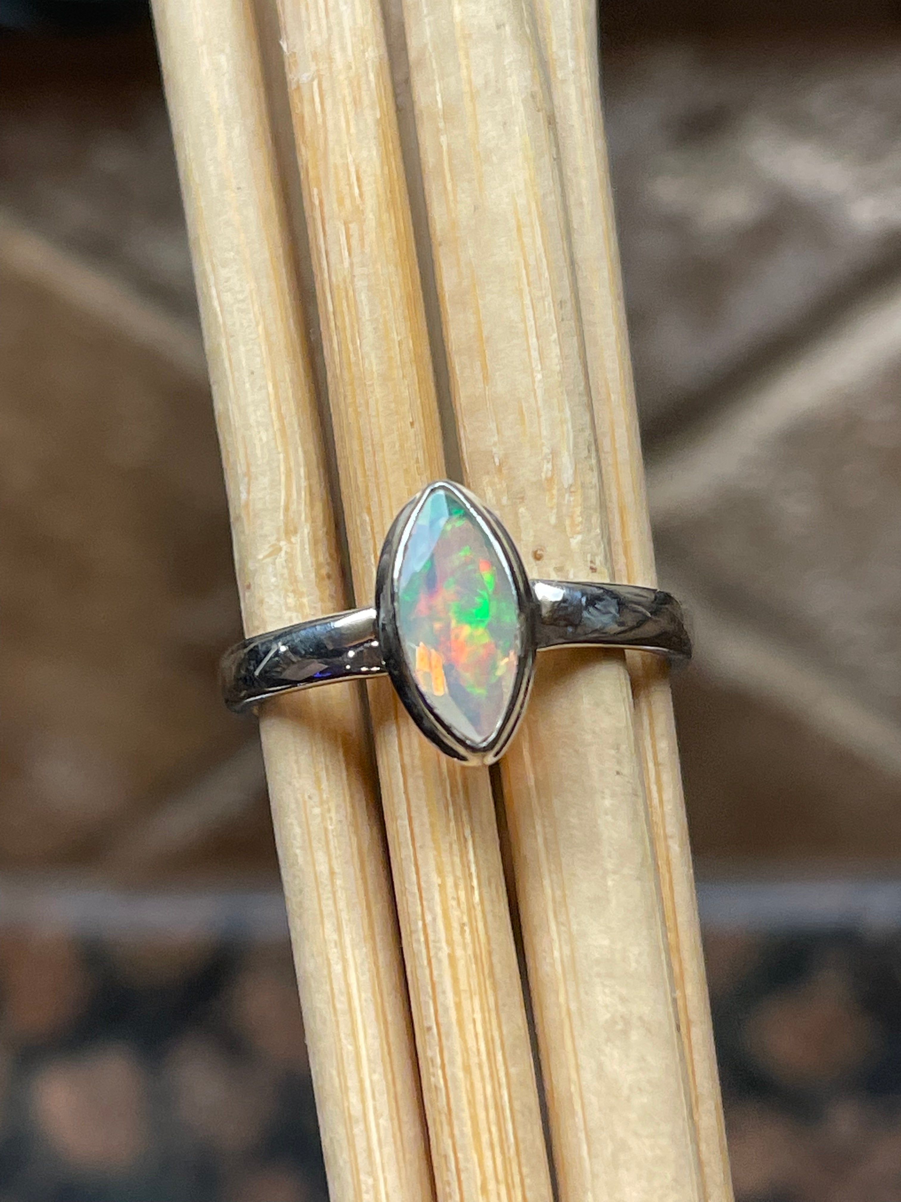 Natural Ethiopian Opal 925 Solid Sterling Silver Engagement Ring Size 9 - Natural Rocks by Kala