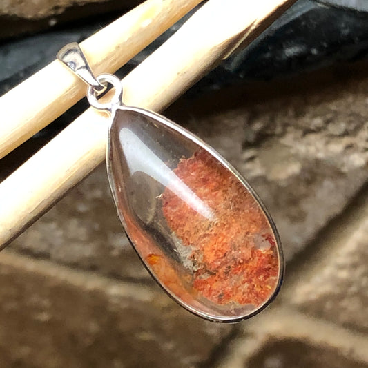 Beautiful Lodolite Quartz Sea Coral 925 Sterling Silver Pendant 35mm - Natural Rocks by Kala