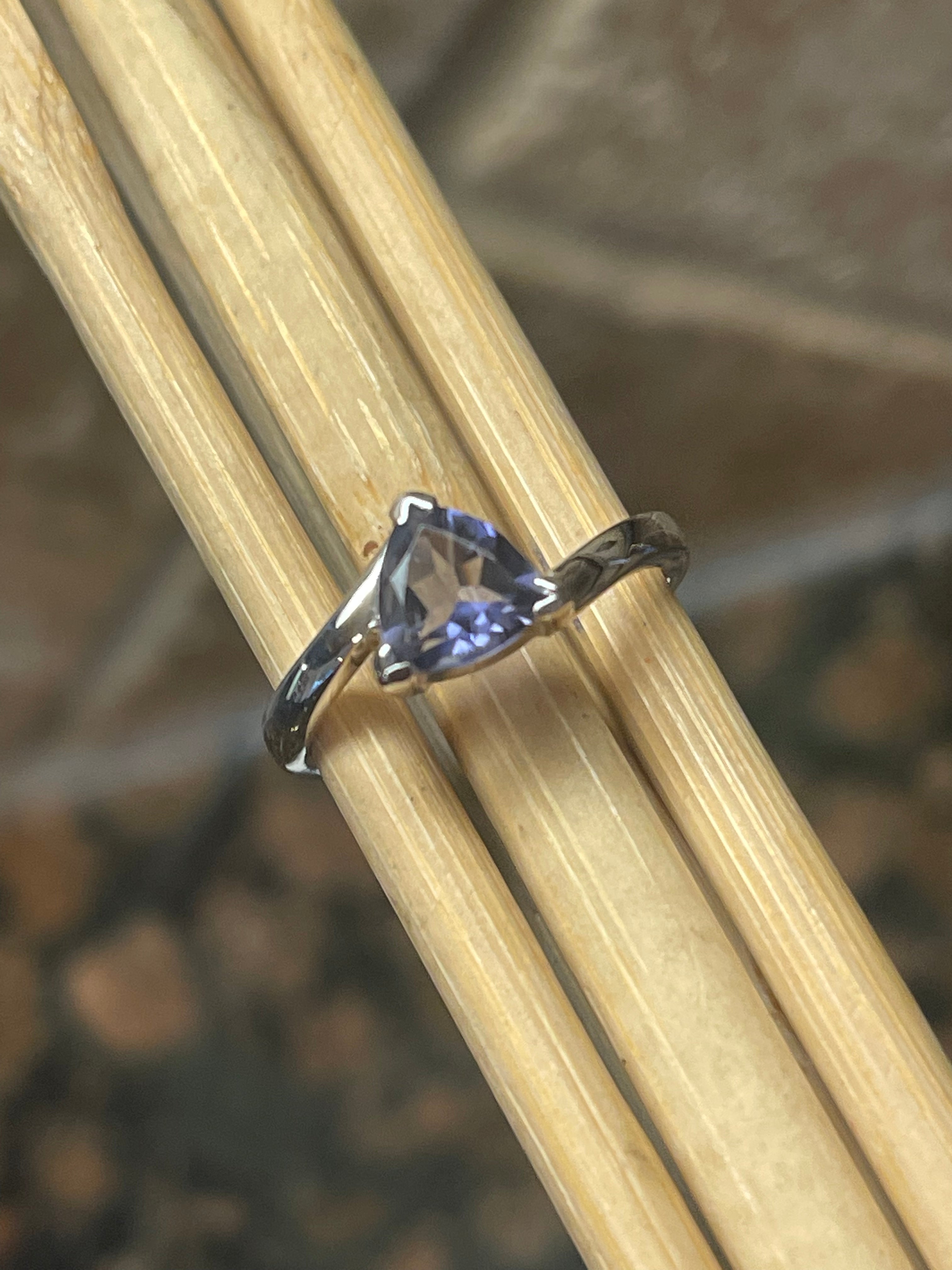 Natural 1ct Iolite 925 Solid Sterling Silver Engagement Ring Size 5, 6, 7, 8, 9 - Natural Rocks by Kala